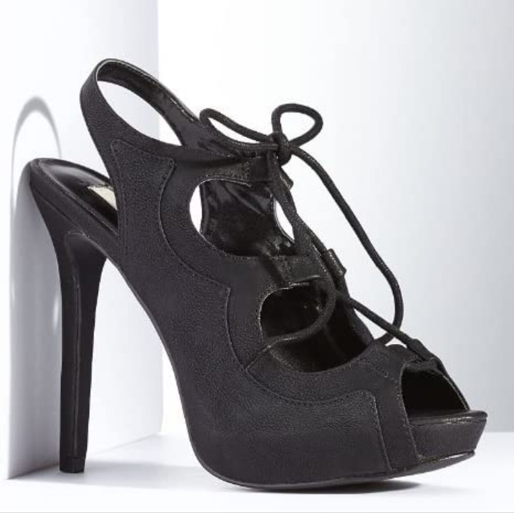 Vera Wang Ivie Lace Up Stiletto Slingback Heels